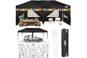 COBIZI Carpa Plegable 3x6m, Impermeable y Robusta con 6 Paredes Laterales Desmontables, Ideal para Jardín, Terraza, Fiesta, Camping y Eventos al Aire Libre - Negro