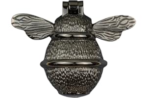 BRASS BEE Black Nickel Bee Door Knocker for Front Door | Polished Solid Brass Black Knockers with Strike Plate | UPVC | Bumblebee Front Door Furniture with a Unique Design (Black Nickel)