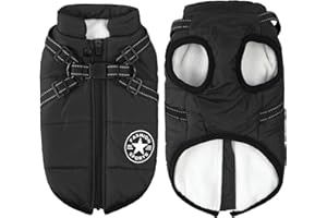 AIBORIA Chaqueta de Invierno para Perros - Chaqueta para Perros con Forro Polar - Ropa de Invierno para Mascotas - Abrigo Impermeable Ropa Grande Pequeño,Negro,XXL