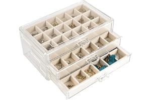 Nwvuop Schmuckschatulle Acryl Schmuckkästchen Ring aufbewahrung Schmuckaufbewahrung Organizer für ohrringe Ring Jewellery Organizer Beige