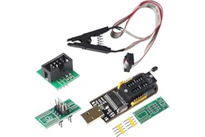 Dealikee SOIC8 SOP8 Flash Chip IC BIOS USB Test Clip Socket Adapter + BIOS USB Programmer Module Kit Set for EEPROM CH341A 24 25 Series (Clip + USB)