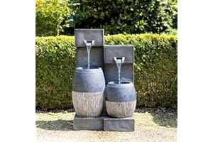 Primrose H74cm Covo Pouring Bowls Water Feature With Lights Outdoor Garden Fountain