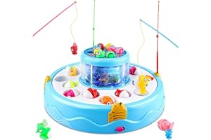 SOOTOUO Jeu de Pêche Magnetique, Pêche à la Ligne Enfant avec 4 Cannes à Pêche et 26 Poissons Jouet éducatif de Lumière et Musique Jeux Societe Montessori 3 4 5 6 Ans Cadeau Anniversaire Noël Fille Garçon Ado