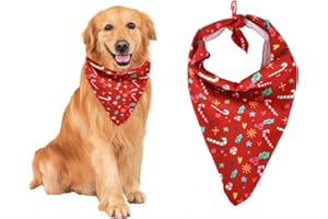 DEARBAG Cómodo Bufanda Triangular Para Mascotas, Exquisito Pañuelos para Perros con Patrón de Navideño, Baberos para Mascotas Añade Diversión Festiva, Bandana Perro para Mascotas de 10 a 30 kg(Rojo)