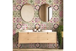 RE-COVERTILES - Adesivi per Piastrelle Bagno e Cucina 24 Pz 10x10 cm - PS00061 Decorazione murale in PVC impermeabile mattonelle mosaico stile cementine Azulejos