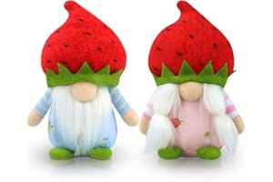 Gehydy Decoración Primavera Gnomo Juego de 2 Fresas Duende Pascua Navidad Decor para Hogar Casa 16cm
