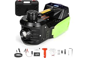 VOBOR Gato Eléctrico para Coche, 5T Gato Hidráulico 12V con Luz LED e Inflador, 155-450 mm Juego de Gatos Elevador para Automóvil, SUV, Sedán