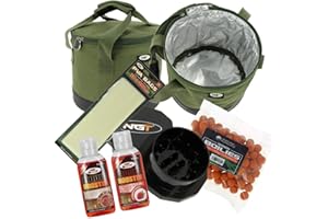 NGT Insulated Bait Bin Boilies with Crusher Liquids and PVA Bag Carp Fishing Set