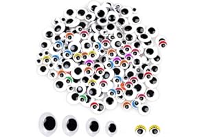 Hoiny Wackelaugen Selbstklebend, 200 Stück Bunt Kulleraugen Selbstklebend, Bunt Bastelaugen, Augen Zum Aufkleben Für DIY, Scrapbooking, Zubehör(6 Mm/8 Mm/10 Mm/12 Mm)