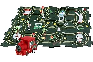 Ntmaichy Rail Car Building Toys, Children's Educational DIY Assembling Electric Trolley, 3D Puzzle Board Fun Rail Car Building Race Track Educational Toys, Montessori Toys for Kids 3+ Years Old(01)