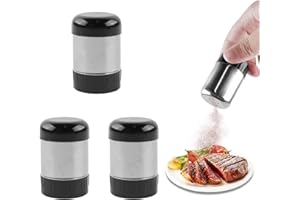 ROSYLEVE 3 Pezzi Mini Saliera Da viaggio 20ML Saliera Pepiera Saliera Cucina In Acciaio Inox In Polvere Shakers per campeggio Barbecue Ufficio Bento Box Ristorante Colore nero