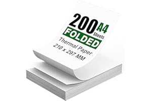 QPENGUINBABIES 200 Feuilles de Papier Thermique A4 (Pliées), 210 x 297 mm pour Imprimante Thermique Portable, Compatible avec Imprimante Sans Encre, Idéal pour le Voyage ou le Bureau, Impression de Contrats, Photos