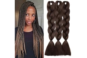 TESS 60cm Extensiones Para Trenzas Africanas Marrón chocolate 3 pcs 300g Pelo Para Trenzas Africanas Sintético Braiding Jumbo Braid