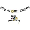 SVM CRAFT® Level 10th unlocked cake topper and banner, Level 10th Unlocked Sign Cake Topper, Happy 10th Birthday cake topper,cake topper for 10 year birthday. cheers to 10 years cake topper and banner