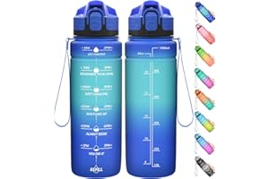 Coolfel Motivational Water Bottle with Time Markings, 1.5l 1l Sports Water Bottle 700ml 500ml Kids Water Bottles, BPA Free Tritan Leakproof Reusable Drink Bottle for Gym, School, Running