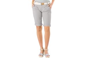 FRESH MADE Damen Bermuda-Shorts in Pastellfarben mit Gürtel