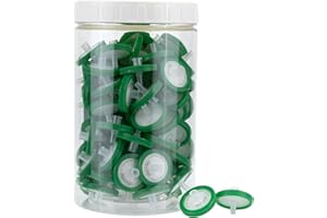 LABFIL 100 Pezzi PES Filtri per Siringa, Diametro di 25 mm e Dimensione dei Pori di 0,45um, Filtro per Siringa per Laboratorio Scientifico HPLC e di GC, Biomedicina