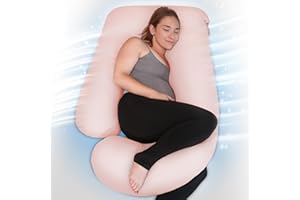 PINKFROGGIE PinkFoggie Cooling Pregnancy Pillow,U Shaped Full Body Pillows for Sleeping Support, 57 Inch Maternity Pillow for Pregnant Women with Cooling Silky Cover,Buttery Soft,Super Breathable for Hot Sleeper