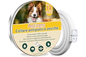 ASTICERS Collare Antiparassitario Per Cani, Collare Antipulci Cane Sicuro Ed Efficace Composto Da Oli Essenziali Naturali Al 100%, Efficacia 12 Mesi 65cm Collari Antizecche Per Cani Di Tutte Le Taglie (65cm)