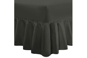 Nimsay Home Luxury Plain Dyed Easy Care Polycotton Frilled Fitted Valance Sheets Extra Deep Bed Skirt - Slate, King