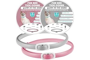 LOCKGO Cat Flea and Tick Collar, 2 PCS Cats Flea Treatment 8 Months Effective Protection Lasting Waterproof Adjustable Kitten Anti Lice Choker, 48CM Natural Safe Anti Mosquito for Cat All Sized, Pink & Grey