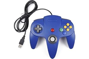 miadore Manette de Jeu 64 N64 USB Classique Gamepad Joystick pour Windows PC Mac (Bleu 1 x Pack)