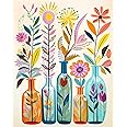 JATOK Paint by Numbers Kits for Adults, Painting Kits for Beginners On Clear Symbols Colored Canvas, Easy DIY Acrylic Pigment Drawing Paintwork for Home Wall Decor, 16x20in Frameless, Flower
