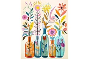 JATOK Paint by Numbers for Adults, Painting Kits for Beginners On Clear Symbols Colored Canvas, Easy DIY Acrylic Pigment Drawing Paintwork for Home Wall Decor, 16x20in Frameless, Flower