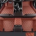 Premium 7D Car Floor Mat Full Set for Toyota Fortuner Old Model (2010-2016)|| Luxury Leather with Grass Mat Complete Set || 100% Waterproof and Washable || Color : (Tan and Brown)