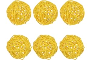 M METERXITY 6-Pack Bolas de Ratán Tejidas de 60mm/2.4" Bolas de Ratán Decorativas Orbes Rellenos de Jarrón Cuenco para Navidad/Bodas/Día de Acción de Gracias/Manualidades [Amarillo]