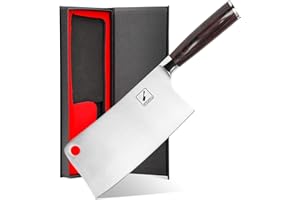 ‎IMARKU imarku Hackmesser, Klingenlänge 18cm Nakiri Messer Scharfes Chinesisches Kochmesser Küchenmesser Hochwertigem Edelstahl Hackbeil Knochen Profi Cleaver Knife mit Ergonomischem Pakkaholzgriff