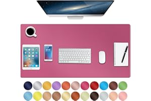 BOUTILON Leder-Schreibtischunterlage,wasserdichte Schreibtischunterlage für Schreibtisch, Schreibtischunterlage für Tastatur und Maus, Leder-Mauspad-Schutz für Büro und Zuhause, 90 * 43cm (L Rose Pink)