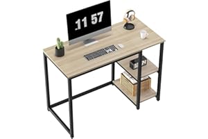 WOHOMO Scrivania per computer da 100 cm, con 2 ripiani, robusta scrivania per casa e ufficio con ampio spazio di archiviazione, moderna scrivania da gioco, studio, scrittura, tavolo per computer