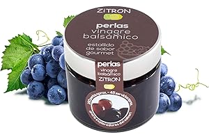 ZITROMAC SOLUCIONES CITRICAS Perles de vinaigre balsamique pour l'assaisonnement. Concentré de fruits en perles pour la décoration / tapas / salades / Noël. Sphères de zitron de haute qualité. Bocal de 180gr, 160-180 sphères.