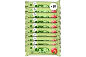 NATURAL ATHLETE NATRULY Barritas Energéticas BIO Manzana Sin Azúcar Añadido, 100% Natural y Orgánicas, Sin Gluten, Vegana -Pack 10x40g