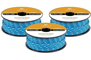 Abma Cord Lina Poliestrowa 3mm x 20m Linka Pleciona Sznurek, Biały - Wytrzymała - Niebiesko/biały