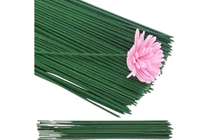 JRSHIRLEYLTD 110 bastoncini di fiori artificiali, in plastica, verdi, per fiori, verdi, staminali per piante, filo fai da te (17 cm, verde)