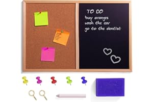 Creative Home 60 x 40 cm Pizarra Negra de Tiza y Tablero de Corcho Combo | Marco de Madera Grueso + Tiza, Esponja y Chinchetas | Hecho en la UE | Restaurante, Oficina, Escuela, Pub y Hogar