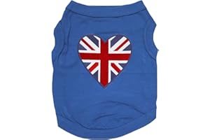Petitebelle Britain Heart Puppy Dog Shirt (Royal Blue, Medium)