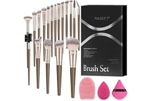 Pinselset Makeup MAGEFY Professionelles 18 Pcs Make up Pinsel Set Foundation Lidschatten Kosmetikpinsel Schminkpinsel Set mit Beauty Blender, Puderquaste, Make up Pinsel Reinigungsmatte, Geschenkbox