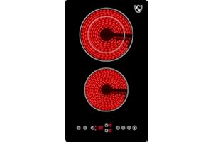 ‎K&H K&H Domino Glaskeramikkochfeld VCPM-3403 [2 ZONEN] - Herdplatte 2 Kochfelder Doppelbrenner - Herd 2 Platten Autark - Doppelkochplatte Einbaufähig & Freistehend - 30CM - 3400 Watt - 9 Leistungsstufen