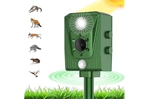 MOONSSY Ultrasonic Animal Repellent, Garden Cat Repellent, Cat Deterrents, USB & Solar Powered, Waterproof Outdoor Animal Repeller Motion Sensor, for Squirrels Cats Dogs Rats