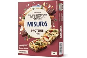 Misura Protein Barretta con Semi, Mandorle e Cioccolato Fondente | Ricca di Fibre e fonte di Proteine Vegetali | Packaging esterno in Carta Certificata FSC| Confezione da 120 grammi
