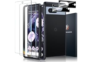 LK Panzer Schutz Glas für Google Pixel 8 Schutzfolie, 2 Schutzglas und 2 Kameraschutz, Bruchsicher Kratzfest 9H Härte Folie, Rahmen-Installationshilfe, HD Displayschutz für Pixel 8 Panzerfolie