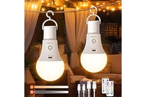 Ketom 2 Stück Glühbirne mit Fernbedienung, E27 Aufladbare Glühbirne mit Timer, 3 Farben & Dimmbar, Touch-Steuerung, 7W Wiederaufladbare LED Lampen, Drahtlose Dekorative Lampenbirne Notlicht Camping