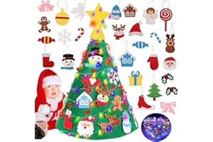 OIOYLEY Weihnachtsbaum Filz Kinder 3D, DIY Filz Weihnachtsbaum mit 29pcs Verzierungen, Weihnachtsdeko Kinder, Kinder neues Jahr Spiel handgemachte Spielzeug für Weihnachten zu Hause Parteidekor (D)