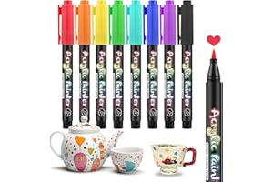 Caelura 8 Farben Porzellanstifte Spülmaschinenfest, Porzellanfarbe Spülmaschinenfest für Keramik Bemalen, Glasmalstifte, Keramik Stifte für Glas Stein Tassen Porzellan Bemalen