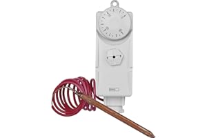 EMOS - termostato analogico con sensore capillare - manuale, termostato a filo - riscaldamento ad acqua e sistemi di raffreddamento - intervallo temperatura 0-90 °C - montaggio a superficie - sensore