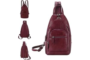 RAVUO Sac De Poitrine Femme, Sac A Dos Femme Elegant Petit Sac Banane En Cuir Pu Mignon Sac A Dos Fille Convertible Sac À Dos Cartables Pour Voyage Collège Bordeaux