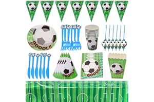 Ksopsdey 84 Pcs Calcio Festa Compleanno Festa a Tema，Calcio Stoviglie Per Feste Compleanno Decorazioni, Decorazioni Per Feste Di Compleanno.Striscione Per Feste Di Compleanno a Tema Calcistico